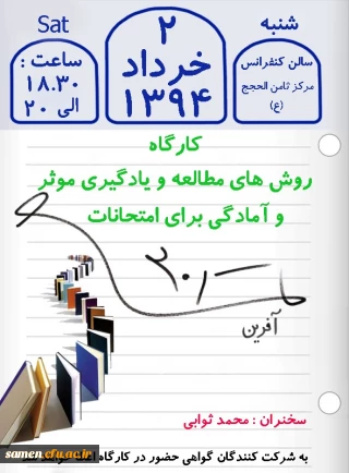 برگزاری کارگاه روش های مطالعه ویادگیری موثر(آمادگی برای امتحانات)