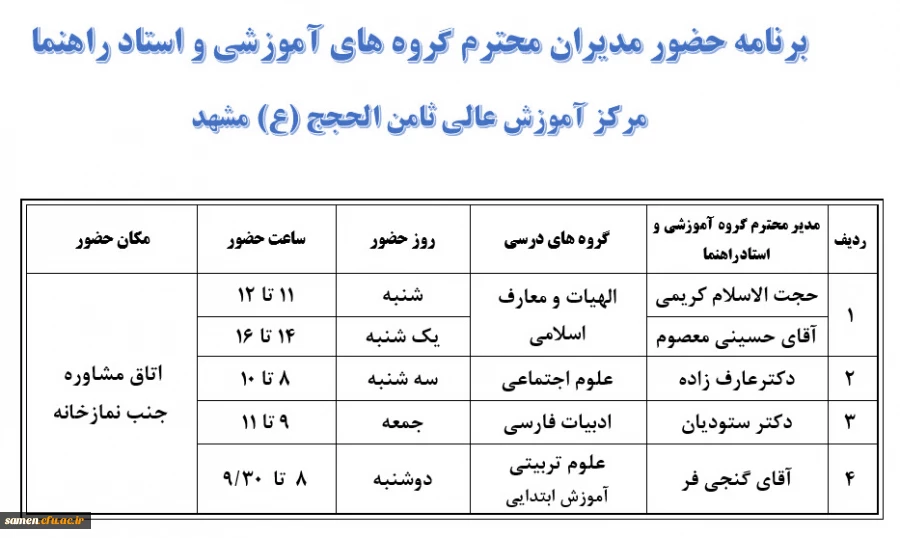 مدیران گروه های آموزشی