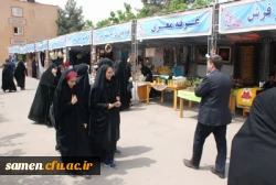 حضور خانم دکتر کاظمی رئیس پردیس شهید هاشمی نژاد و جمعی از دانشجویان پردیس شهید هاشمی نژاد در نمایشگاه صنایع دستی و هنرهای تجسمی سازمان میراث فرهنگی در دانشگاه فرهنگیان واحد ثامن الحجج(ع)