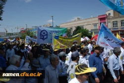 حضور کارکنان و دانشجویان دانشگاه فرهنگیان واحد ثامن الحجج (ع) در مراسم راهپیمایی روز قدس