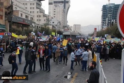 حضور کارکنان دانشگاه فرهنگیان واحد ثامن الحجج (ع) مشهد در مراسم با شکوه راهپیمایی یوم اله 13 آبان