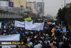 حضور کارکنان دانشگاه فرهنگیان واحد ثامن الحجج (ع) مشهد در مراسم با شکوه راهپیمایی یوم اله 13 آبان