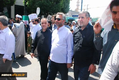 حضور اساتید ، کارکنان و دانشجویان دانشگاه فرهنگیان واحد ثامن الحجج (ع) در مراسم راهپیمایی روز قدس