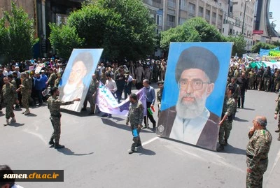 حضور اساتید ، کارکنان و دانشجویان دانشگاه فرهنگیان واحد ثامن الحجج (ع) در مراسم راهپیمایی روز قدس
